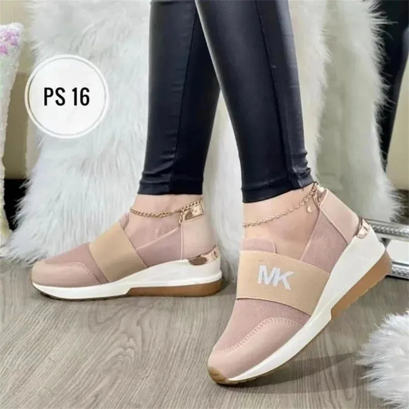2024 Style New Women Wedges Sneakers Lace - Up Breathable Sports Shoes Casual Platform Female Footwear Ladies Vulcanized Shoes