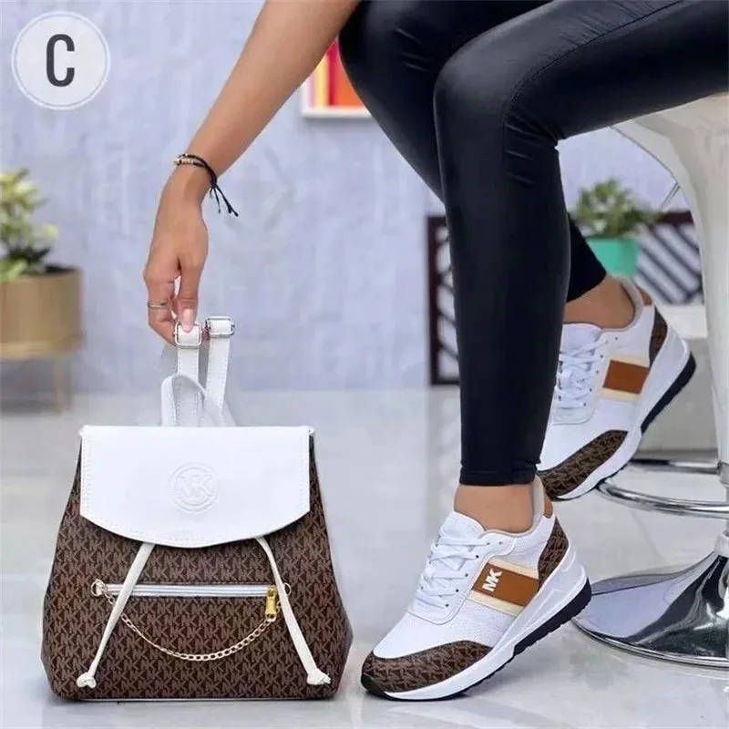 2024 Style New Women Wedges Sneakers Lace - Up Breathable Sports Shoes Casual Platform Female Footwear Ladies Vulcanized Shoes