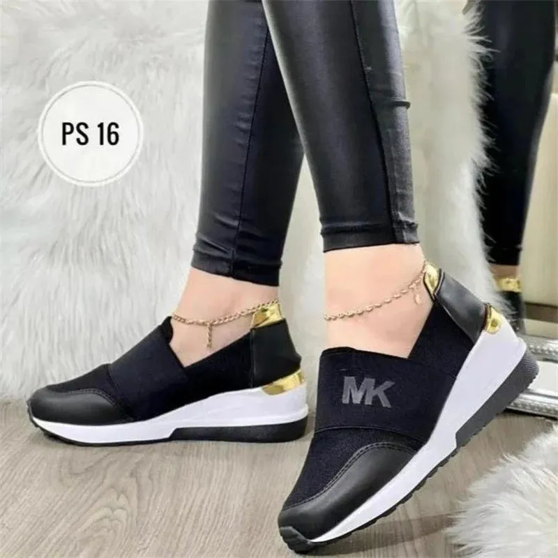 2024 Style New Women Wedges Sneakers Lace - Up Breathable Sports Shoes Casual Platform Female Footwear Ladies Vulcanized Shoes
