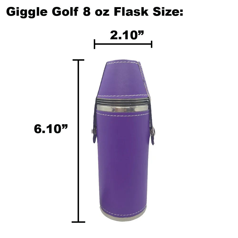 8 oz Purple Flask With Shot Glasses