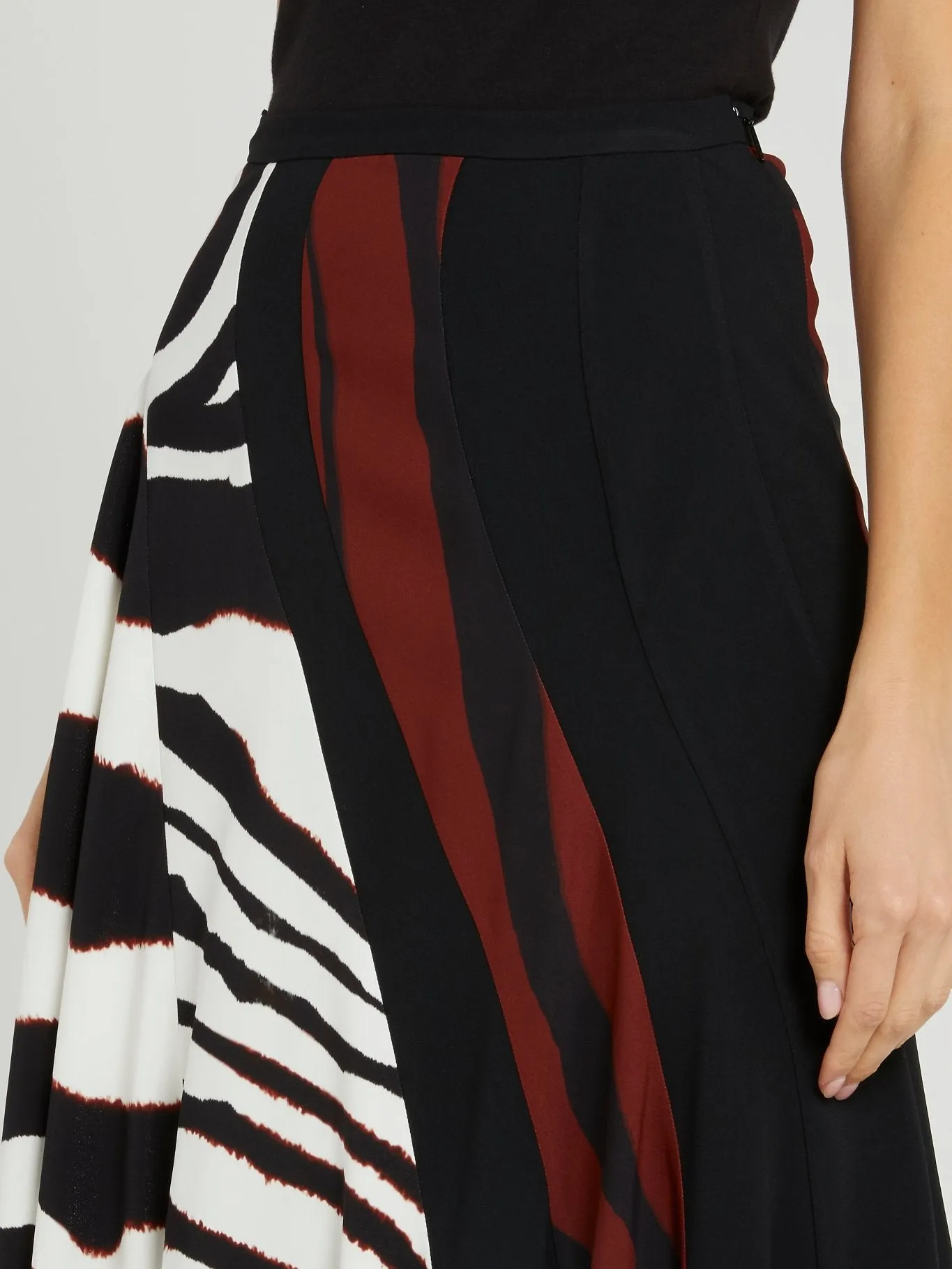 Animal Print Flounce Midi Skirt