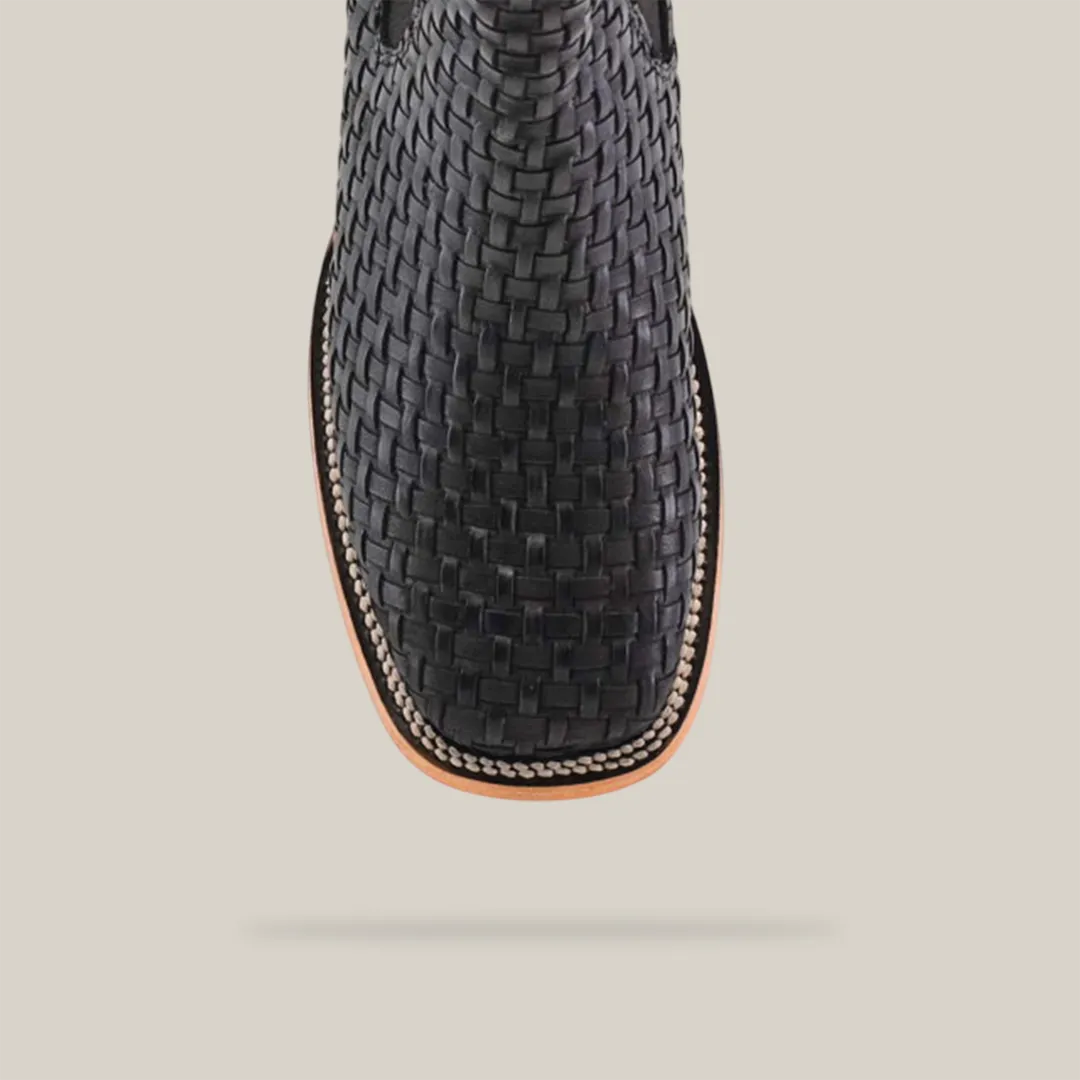 Basket weave Black Square Toe