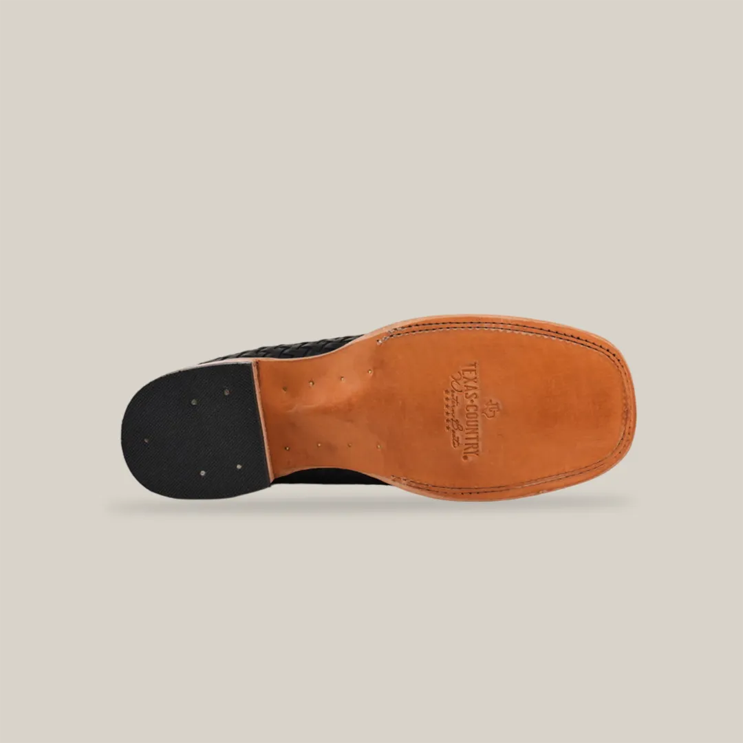 Basket weave Black Square Toe