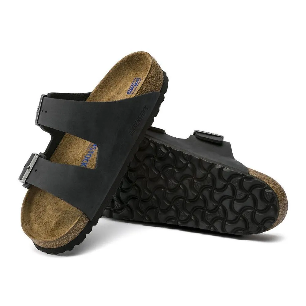 Birkenstock Arizona Oiled Leather Soft Footbed Sandals - Regular - Black