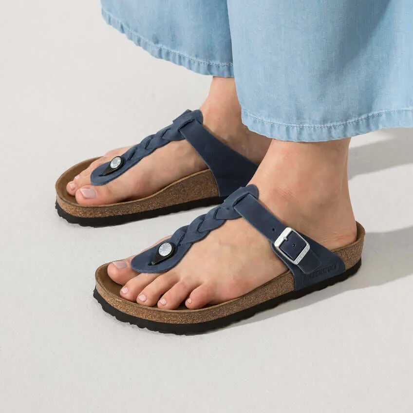 Birkenstock W Gizeh Braided Leather Oiled NAVY - REGULAR