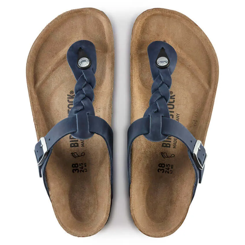 Birkenstock W Gizeh Braided Leather Oiled NAVY - REGULAR