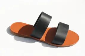 Black - Camel Sole - Two-Strap Sandals