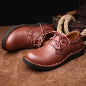 Comfortable Soft Classic Vintage Leather Brown Men's Casual Shoes XS7820