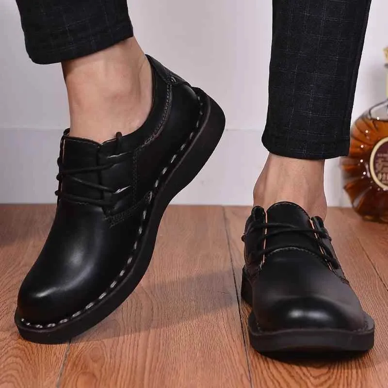 Comfortable Soft Classic Vintage Leather Brown Men's Casual Shoes XS7820