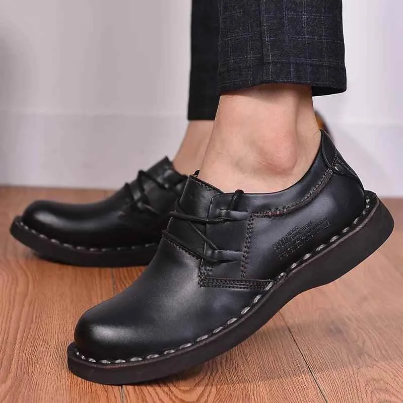 Comfortable Soft Classic Vintage Leather Brown Men's Casual Shoes XS7820