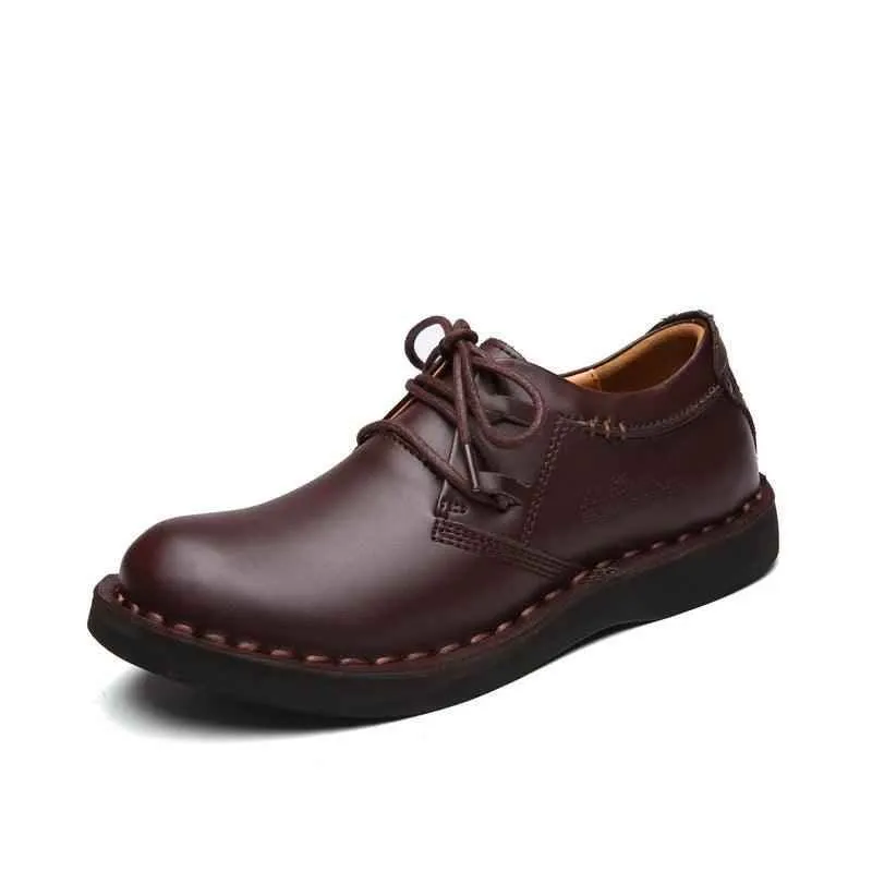 Comfortable Soft Classic Vintage Leather Brown Men's Casual Shoes XS7820