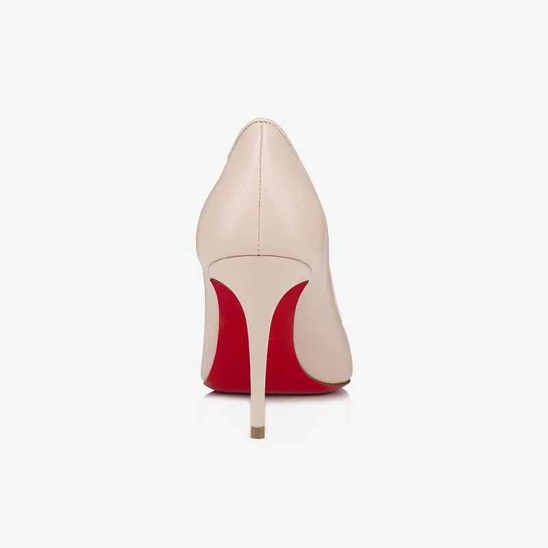Durable Beige Leather Pointed Toe Pump