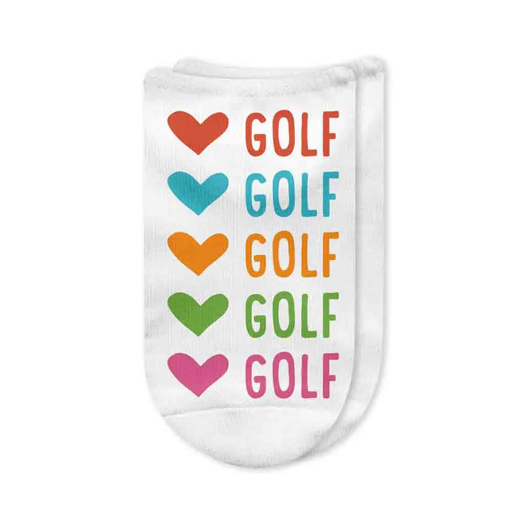 Heart & Golf Design No-Show Socks – Fun Golf Socks for Women & Men
