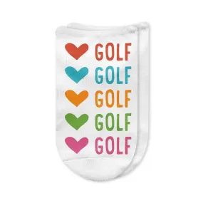 Heart & Golf Design No-Show Socks – Fun Golf Socks for Women & Men