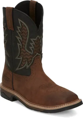 JUSTIN BOLT PECAN BLACK WATER BUFFALO WORK BOOT