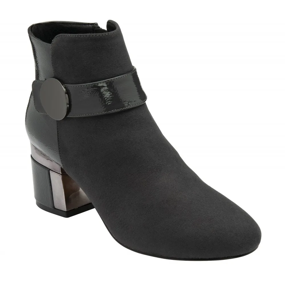 Lotus "Kirsty" Block Heeled Ankle Boot in Grey