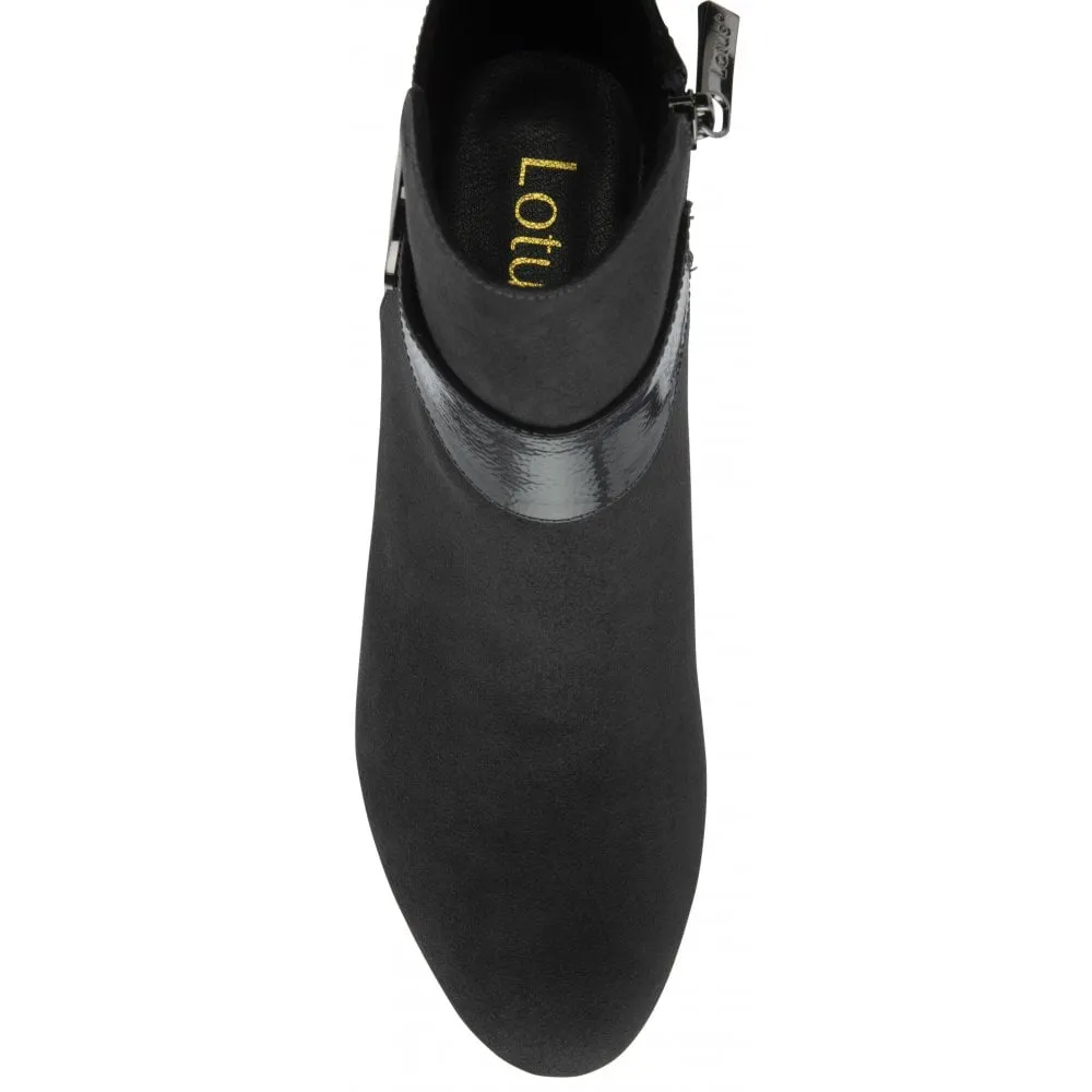 Lotus "Kirsty" Block Heeled Ankle Boot in Grey