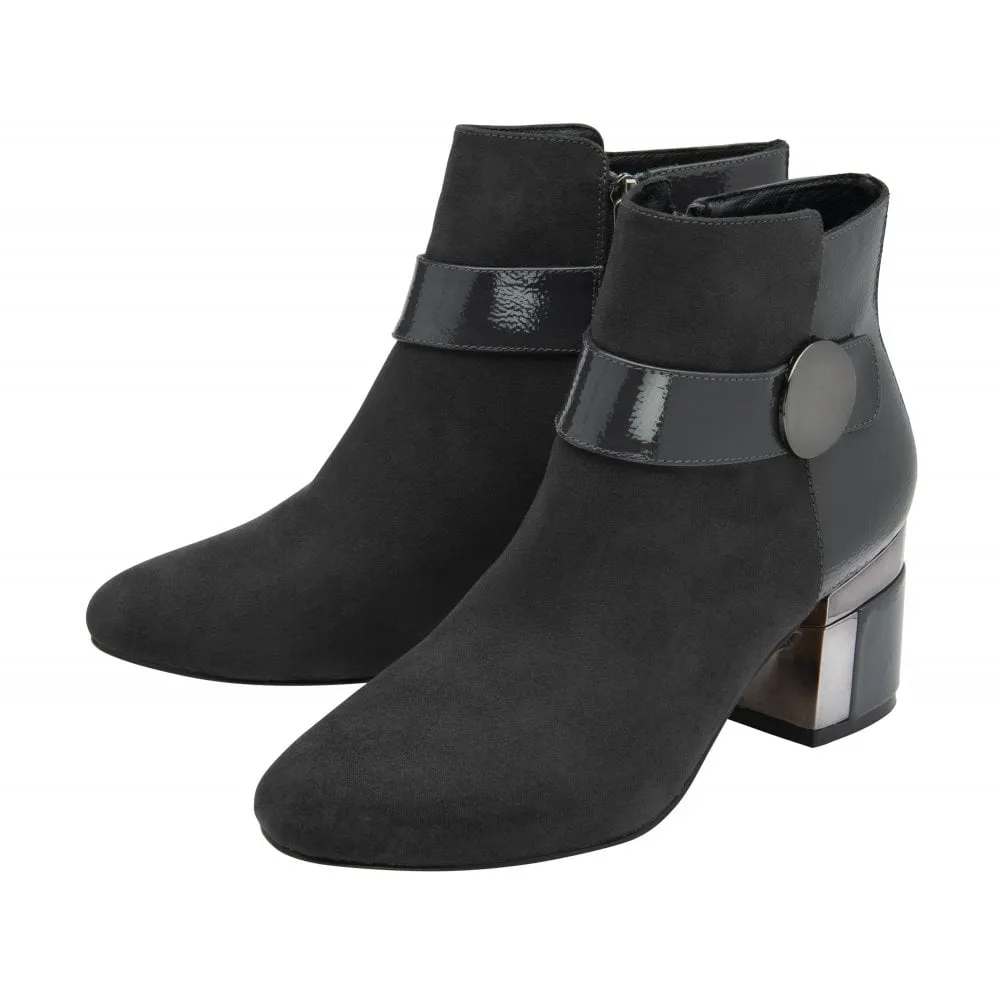 Lotus "Kirsty" Block Heeled Ankle Boot in Grey