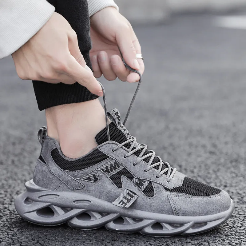 Men's Leather Mesh Breathable Running Shoes