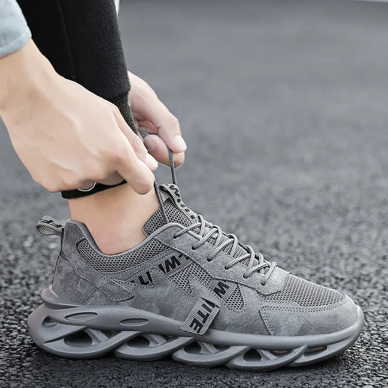 Men's Leather Mesh Breathable Running Shoes