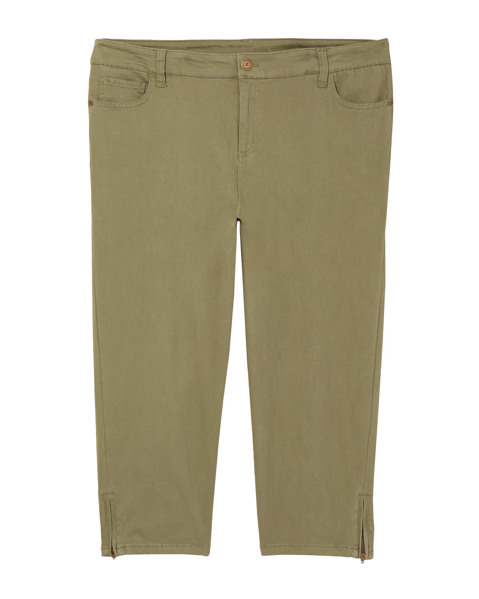 Petra 5 Pocket Capri w/ Zipper Detail | Light Green