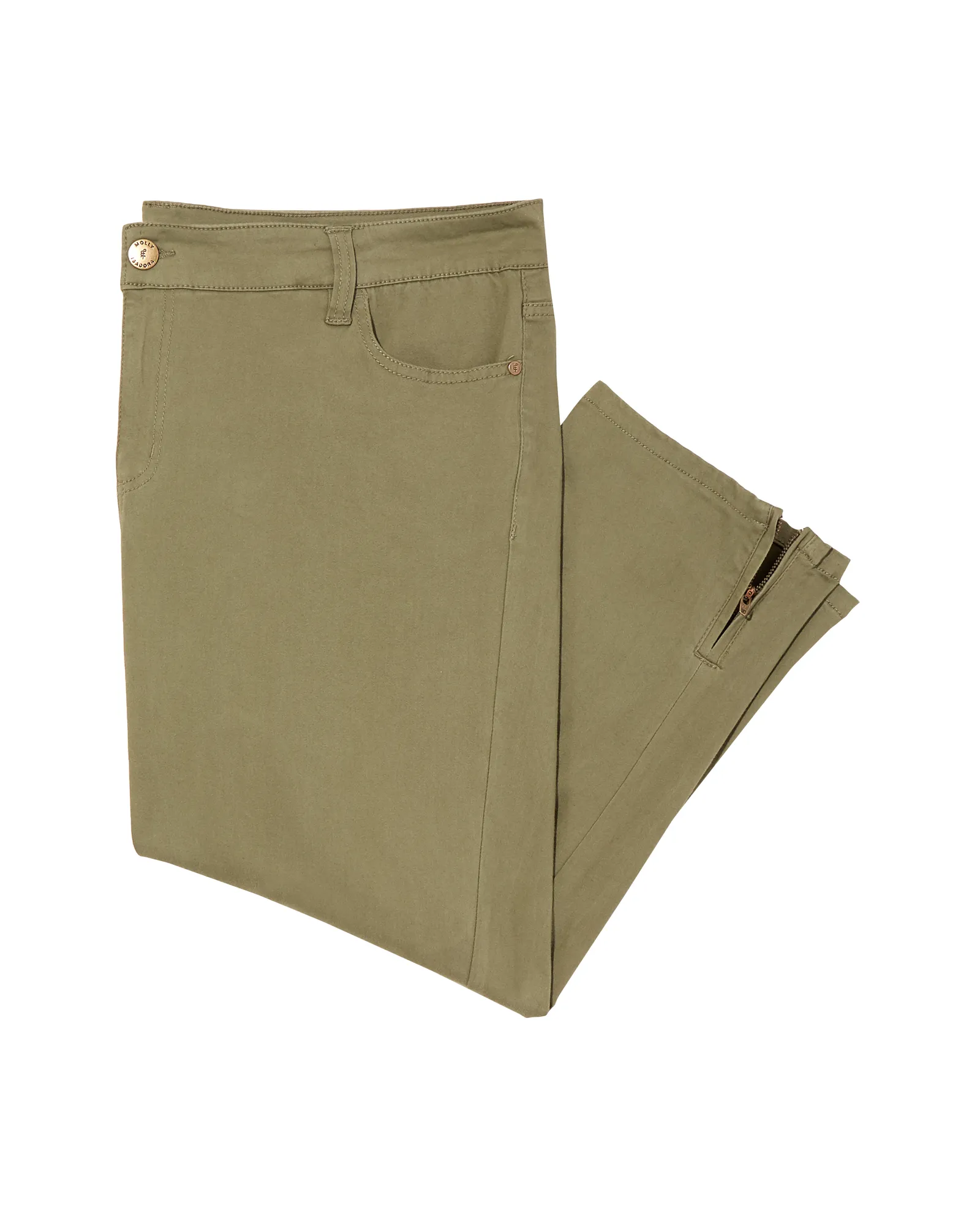 Petra 5 Pocket Capri w/ Zipper Detail | Light Green