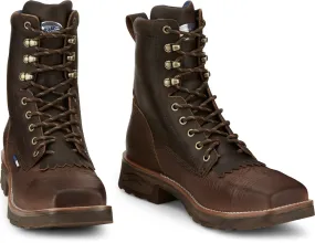 Tony Lama 8in CT WP Lacer Mens Dark Brown Greasewood Leather Cowboy Boots