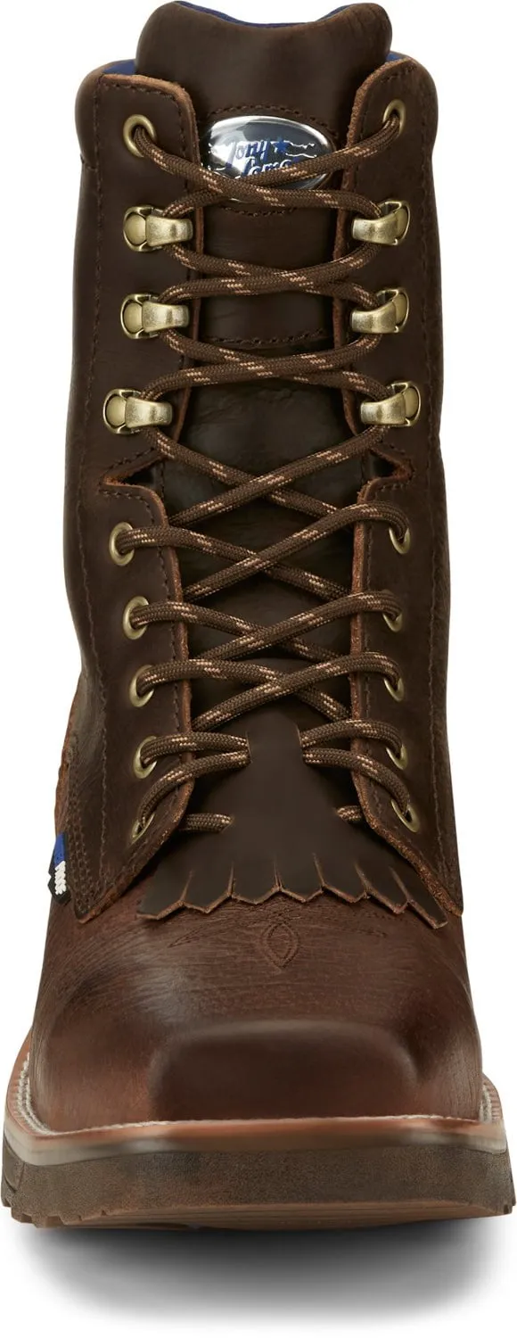 Tony Lama 8in CT WP Lacer Mens Dark Brown Greasewood Leather Cowboy Boots