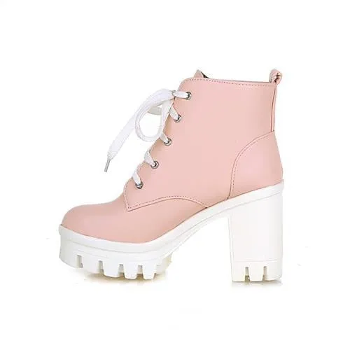 Women's Autumn/Winter High Heels Lace Up Ankle Boots