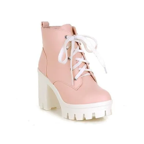 Women's Autumn/Winter High Heels Lace Up Ankle Boots
