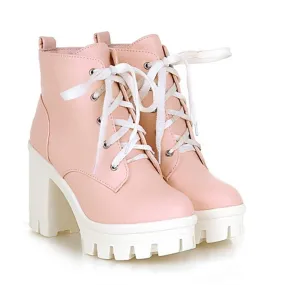 Women's Autumn/Winter High Heels Lace Up Ankle Boots