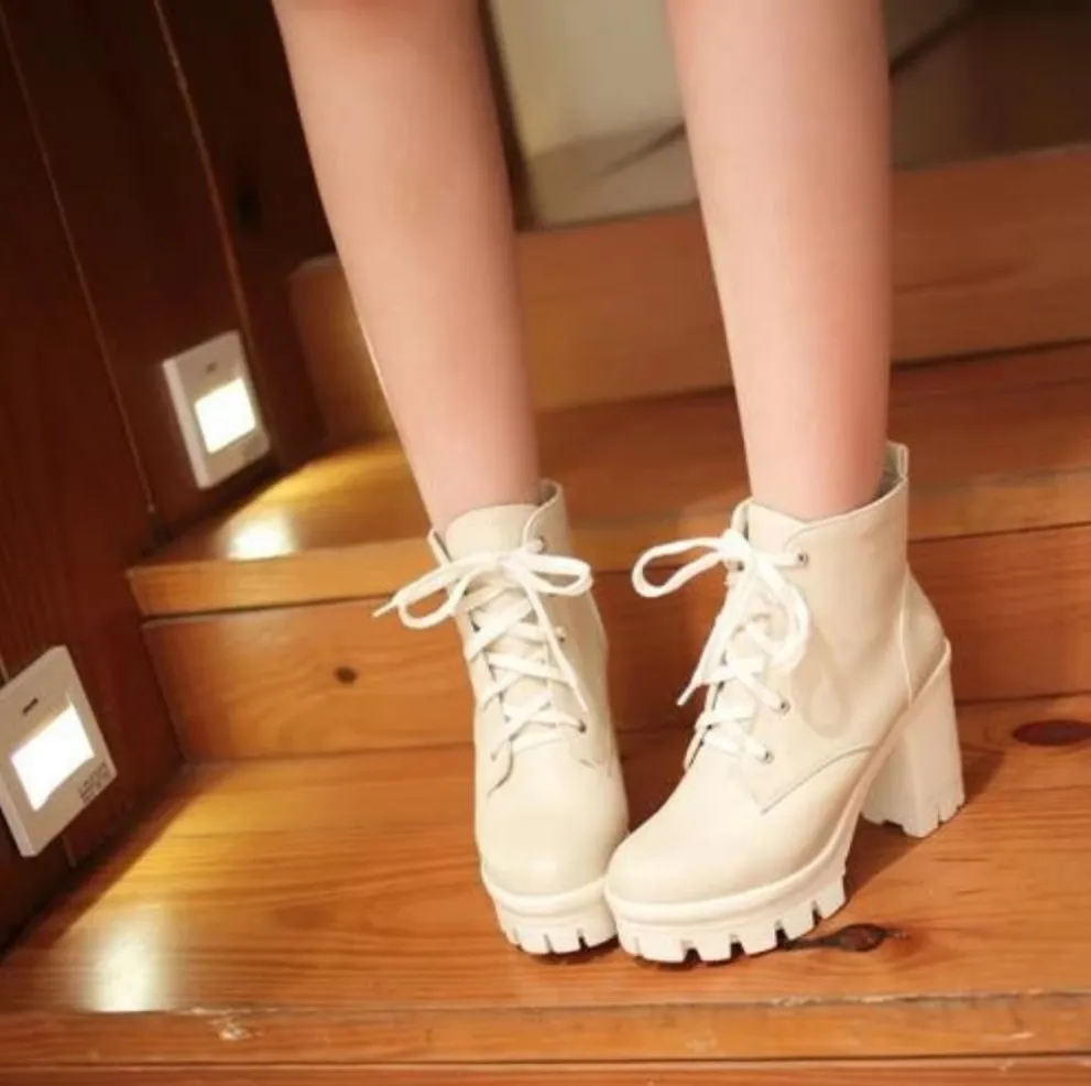 Women's Autumn/Winter High Heels Lace Up Ankle Boots
