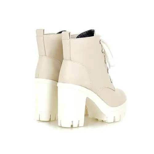Women's Autumn/Winter High Heels Lace Up Ankle Boots