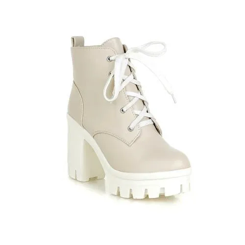 Women's Autumn/Winter High Heels Lace Up Ankle Boots