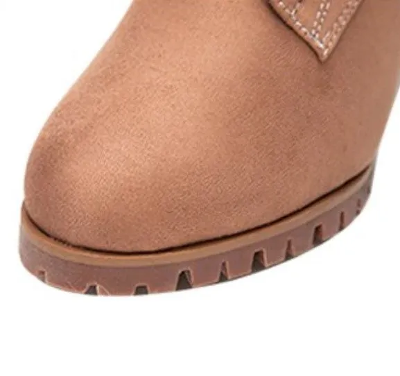 Women's Autumn/Winter Square-Heeled Lace-Up Ankle Boots