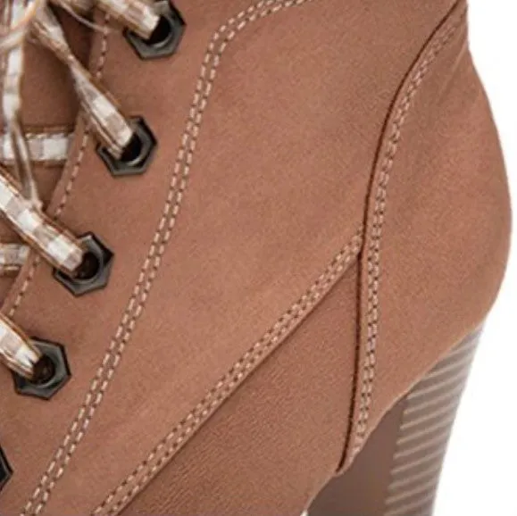 Women's Autumn/Winter Square-Heeled Lace-Up Ankle Boots