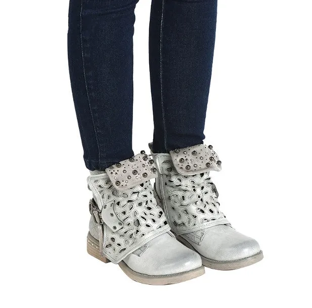 Women's Autumn/Winter Western Style PU Leather Ankle Boots