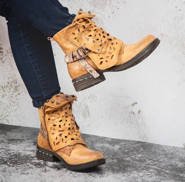 Women's Autumn/Winter Western Style PU Leather Ankle Boots