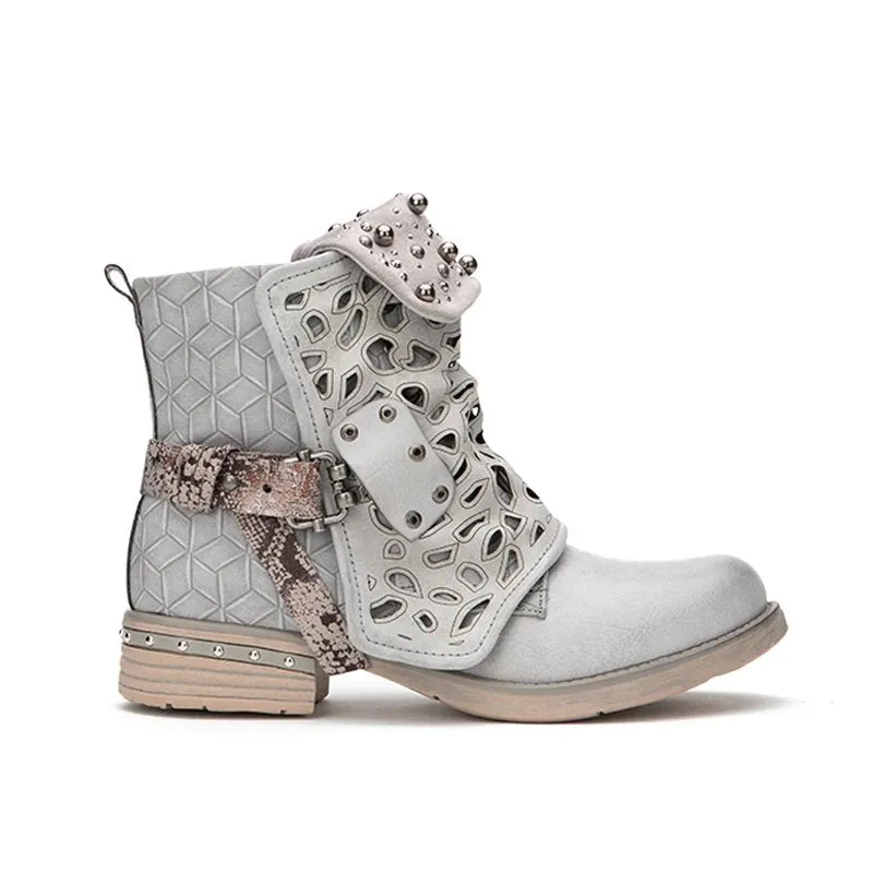 Women's Autumn/Winter Western Style PU Leather Ankle Boots