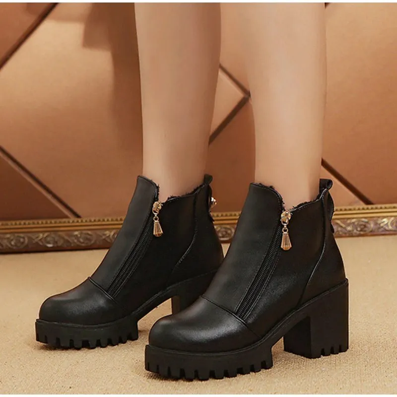 Women's Spring/Autumn High-Heeled Platform Ankle Boots