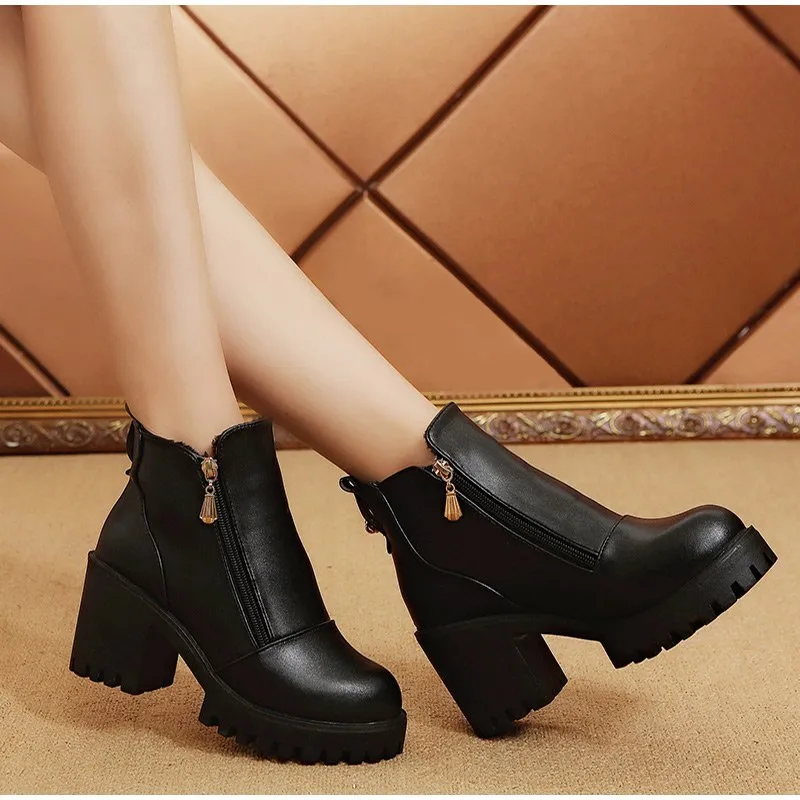 Women's Spring/Autumn High-Heeled Platform Ankle Boots