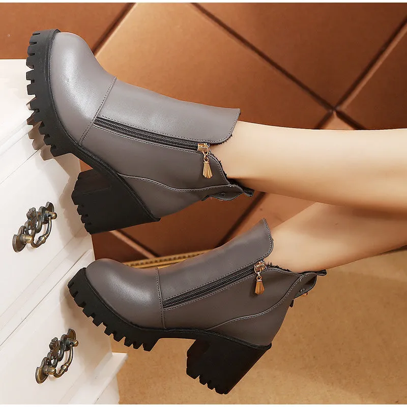 Women's Spring/Autumn High-Heeled Platform Ankle Boots