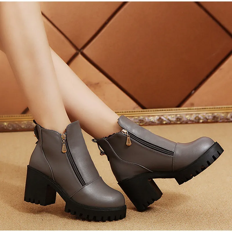 Women's Spring/Autumn High-Heeled Platform Ankle Boots