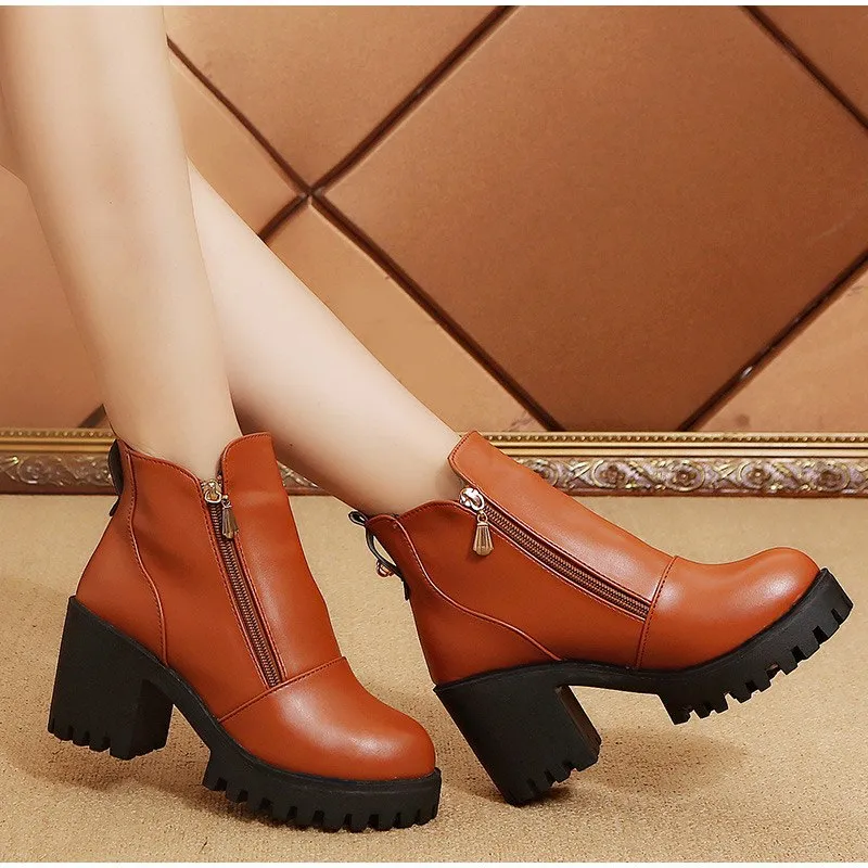 Women's Spring/Autumn High-Heeled Platform Ankle Boots